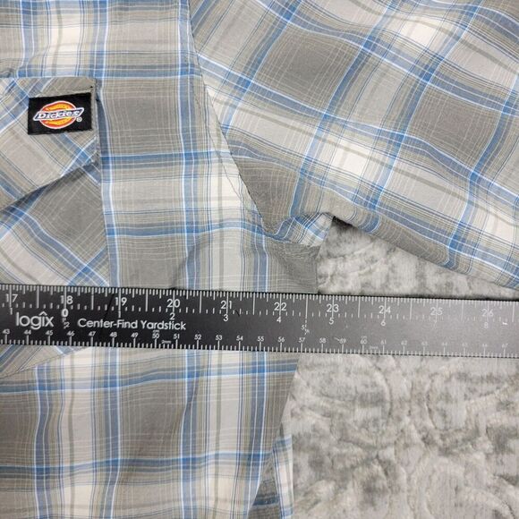 Dickies Shirt Mens XL Gray Plaid Pearl Snap Western Cowboy Rodeo Short Sleeve - Picture 6 of 11